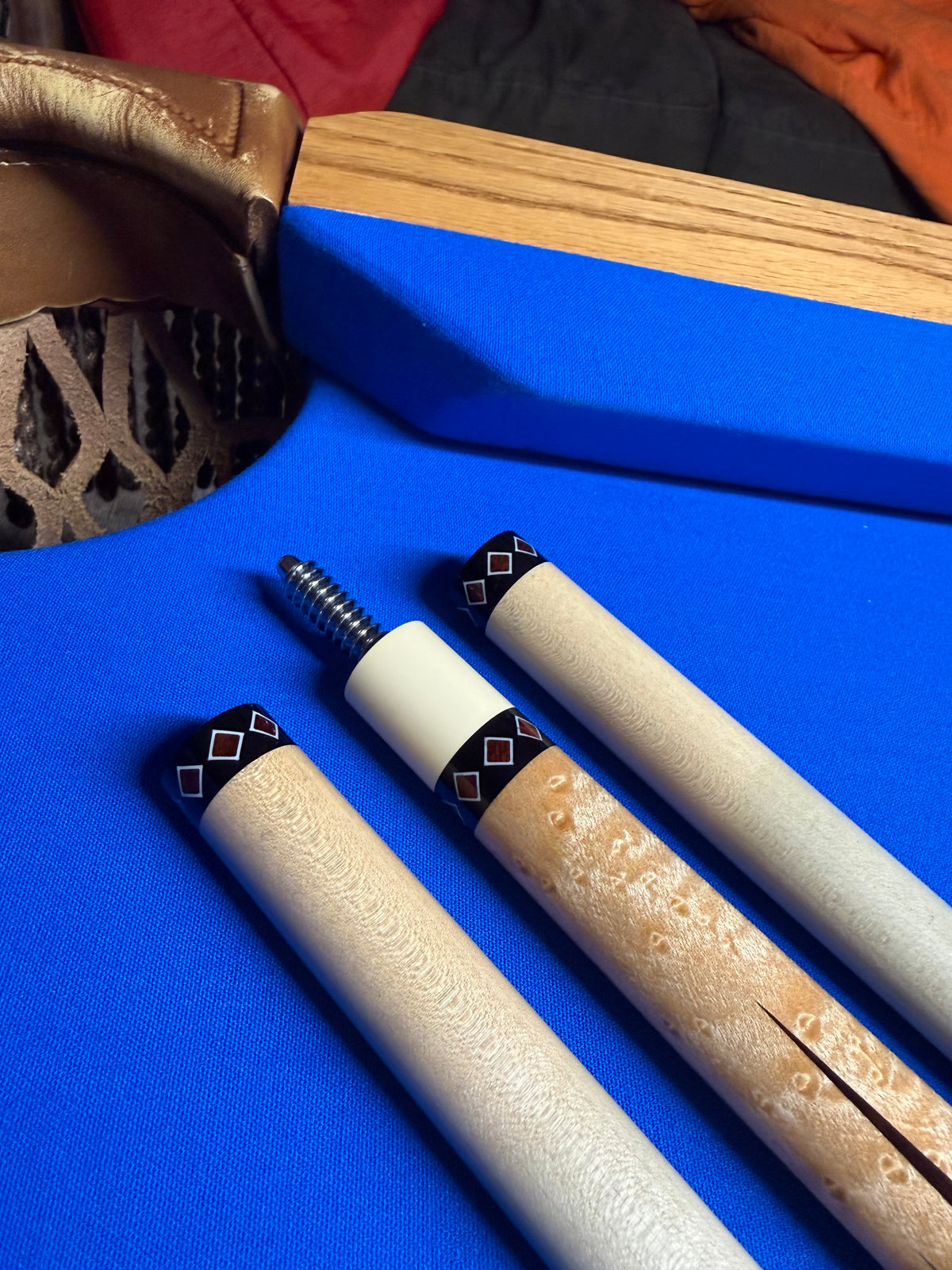 ~Phillippi 16 Point Snakewood and Maple Custom Cue