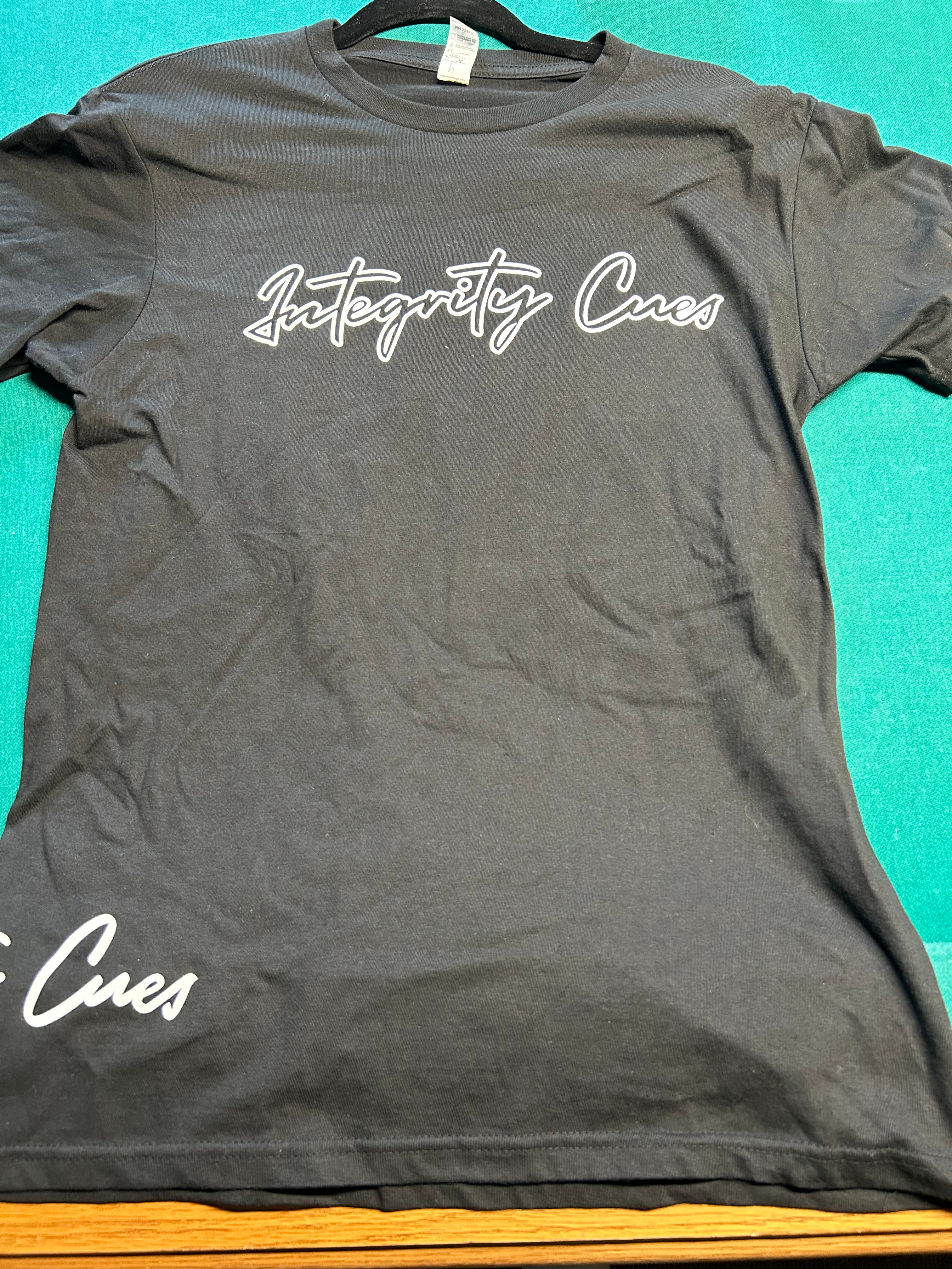 Black Script Logo Integrity Cues Tshirt