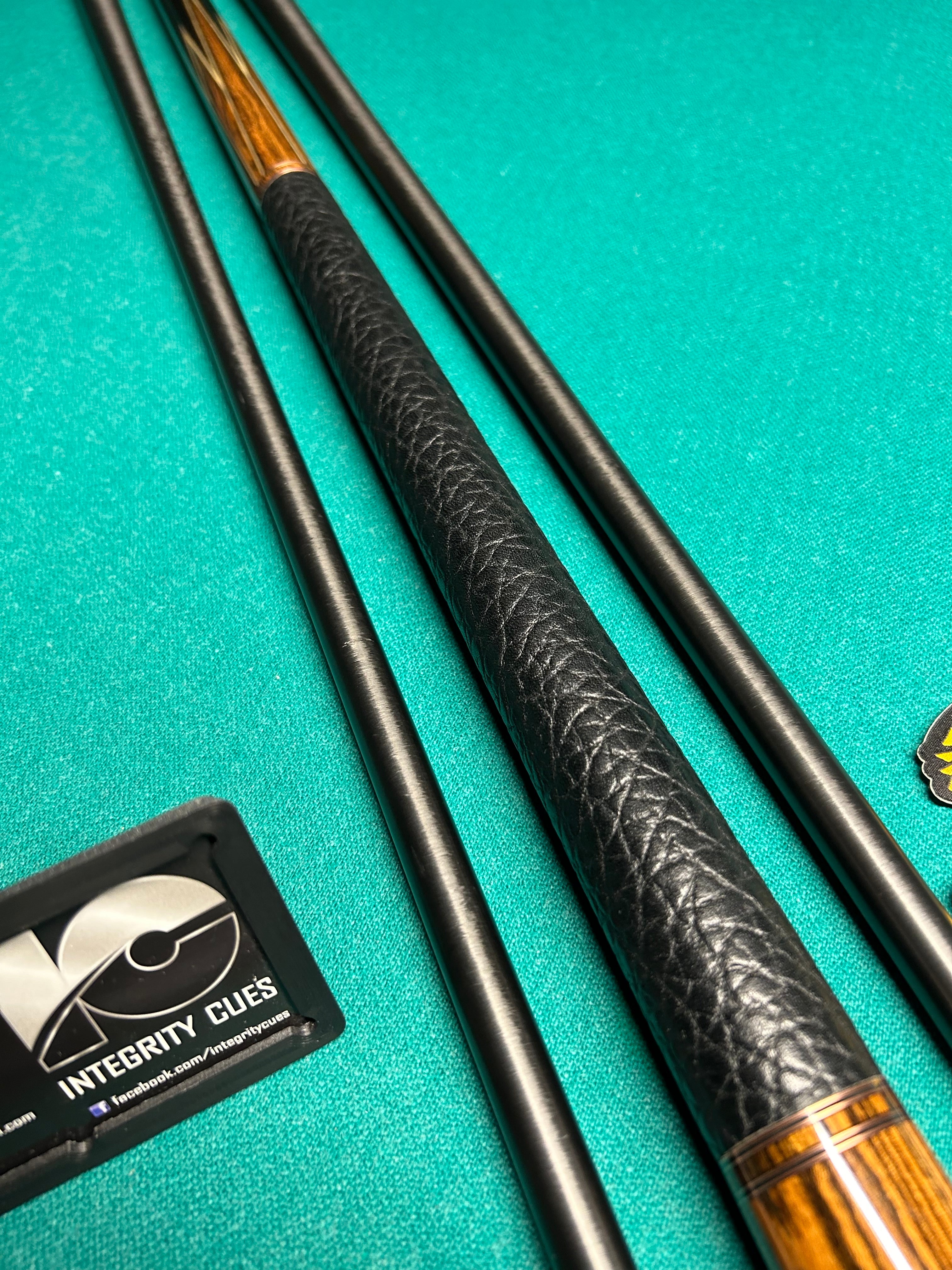 Full Custom 8 Point Tiger Cue made with (2) Incredible Woods, Ebony and Bocote, and Comes with (2) Fortis Carbon Shafts