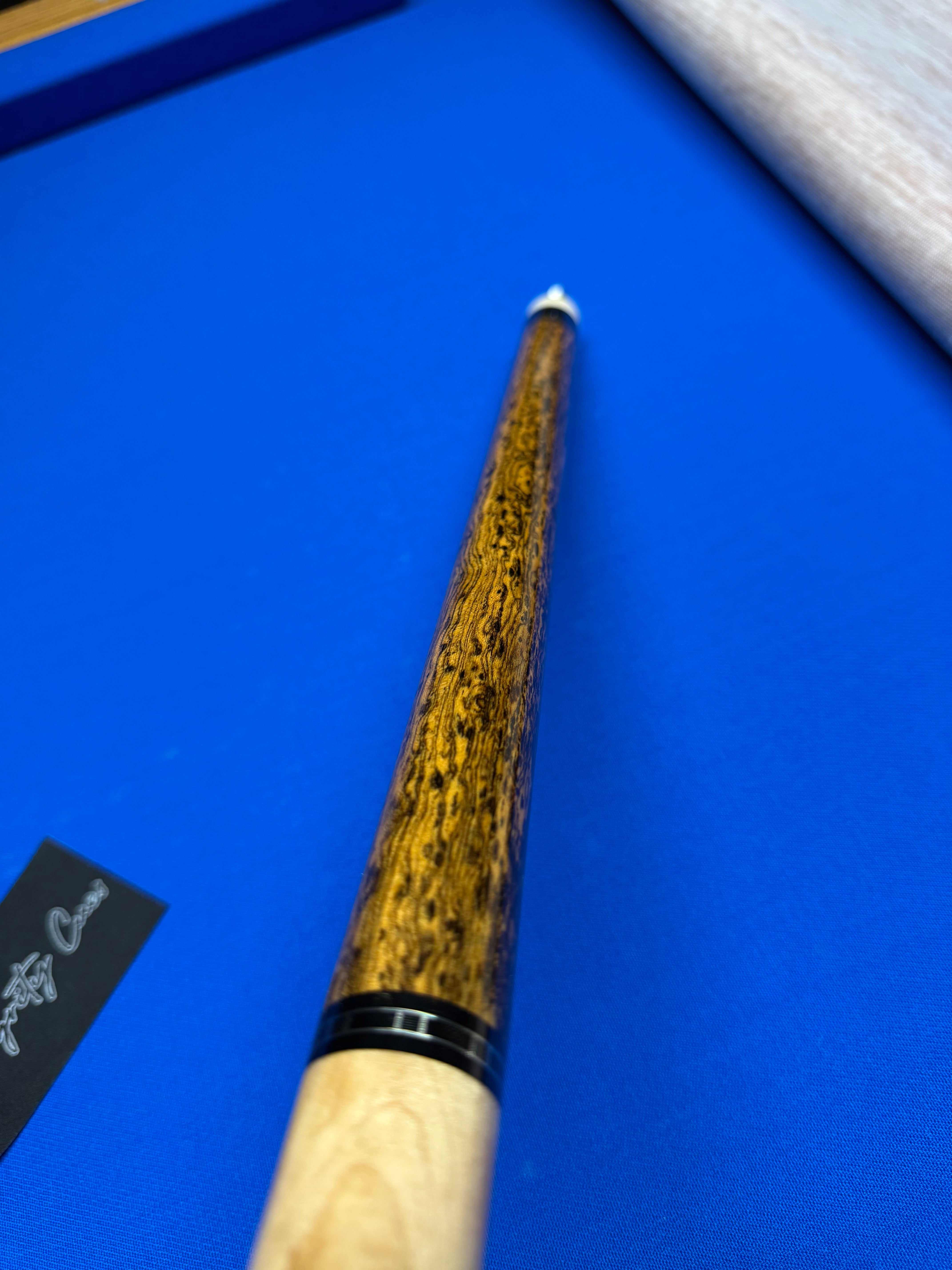 MC Custom Cues Wrapless Bocote and Maple W (2) Keilwood Shafts and (2) Extension