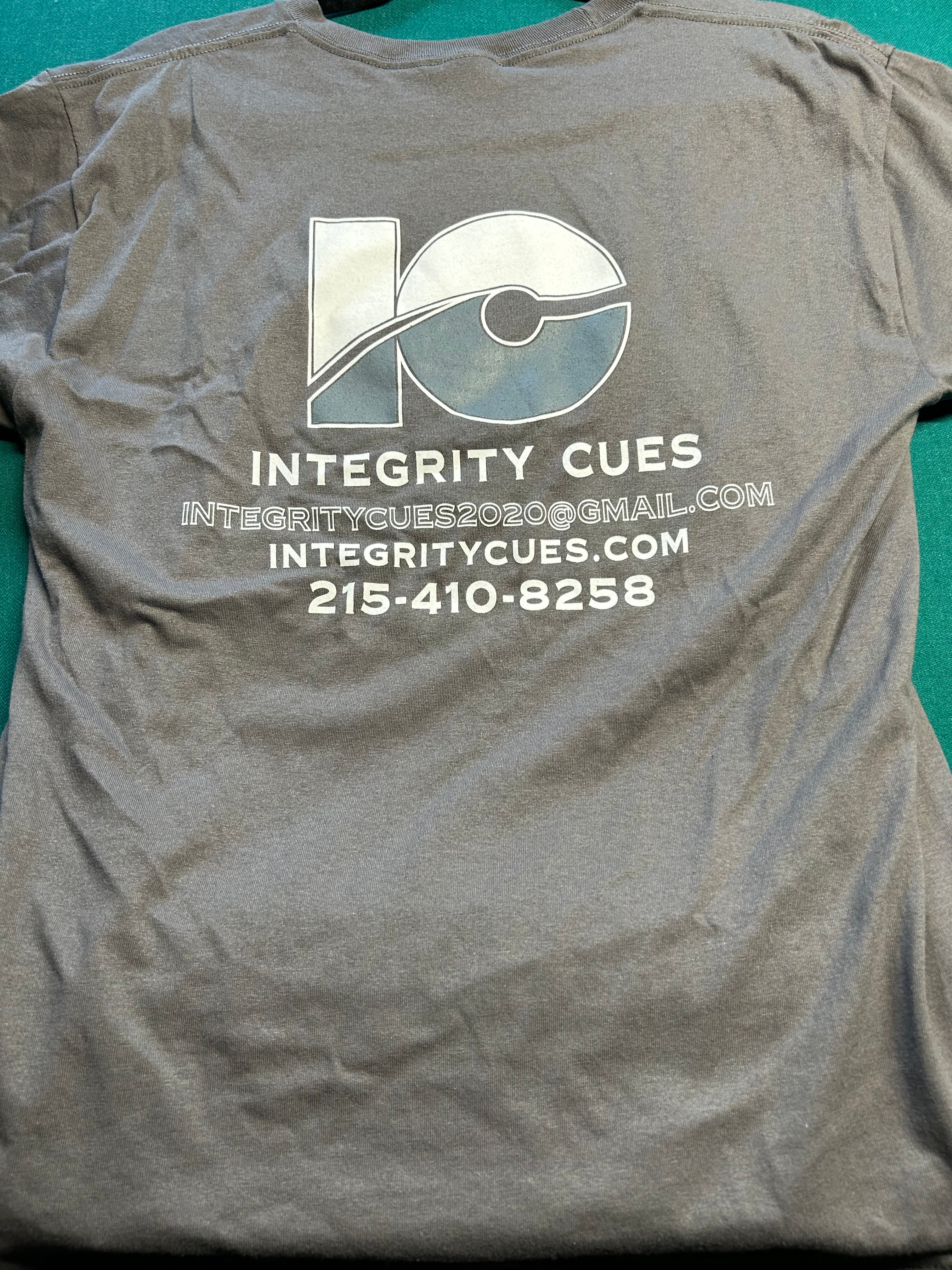 Gray Script Logo Integrity Cues Tshirt
